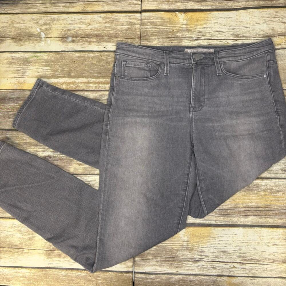 Athleta Sculptek Skinny Distressed Grey Wash Stretch Jeans Womens Sz 10